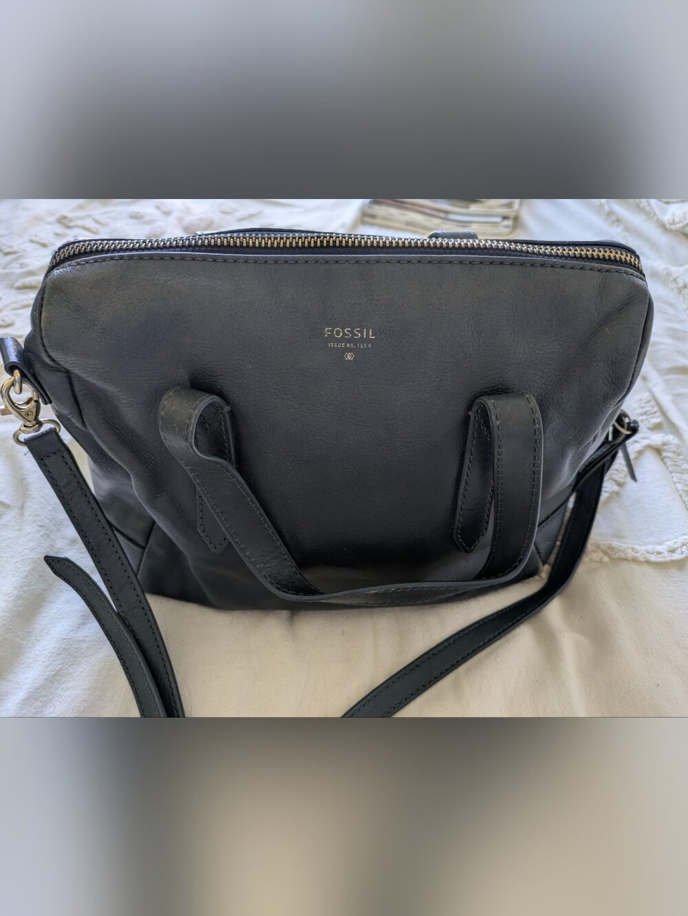 Fossil Navy Leather Crossbody Bag